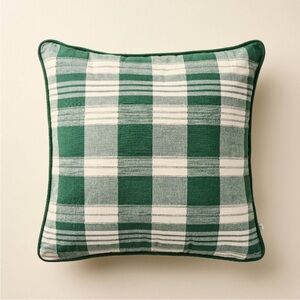18"x18" Plaid Square Toss Pillow Cream/ Green - Hearth & Hand with Magnolia